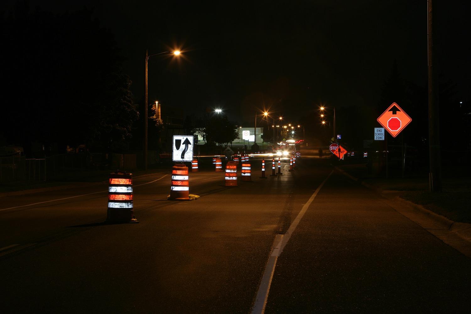 road work at night