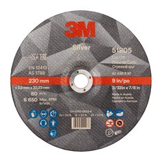 Rueda de corte plateada de 3M™, T41, 230 mm x 2 mm x 22 mm