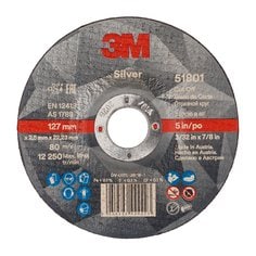 Rueda de corte plateada de 3M™, T42, 125 mm x 2.5 mm x 22.23 mm