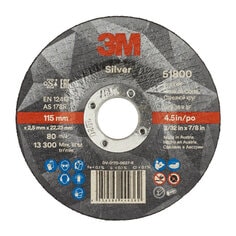 Rueda de corte plateada de 3M™, T42, 115 mm x 2.5 mm x 22 mm