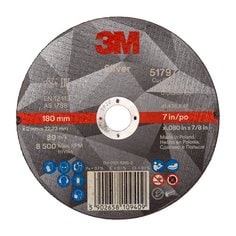 Rueda de corte plateada de 3M™, T41, 180 mm x 2 mm x 22.23 mm, PN51797