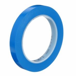 3M™ Vinyl Tape 471, Blue, 1/2 in x 36 yd, 5.2 mil, 72 Roll/Case, Individually Wrapped Conveniently Packagedimage