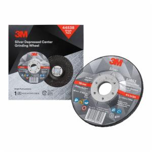3M™ Silver Depressed Center Grinding Wheel, 44538, 36+, T27, 4.5 in x 1/4 in x 7/8 in, Single Pack, 10 ea/Case image 3M™ Silver Depressed Center Grinding Wheel, 44538, 36+, T27, 4.5 in x 1/4 in x 7/8 in, Single Pack, 10 ea/Caseimage