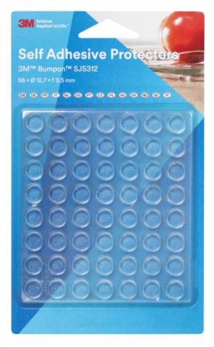 3M™ Bumpon SJ5312Bl Elastic Buffer Minipack, Transparent, 56 Pieces, 12.7 x 3.5 mm, 18 Pack/Caseimage
