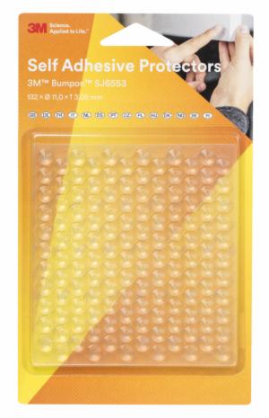 3M™ Bumpon SJ6553Bl Elastic Buffer Mini-Pack, Transparent, 11.0 x 3.05 mm, 132 Pieces, 18 Pack/Caseimage