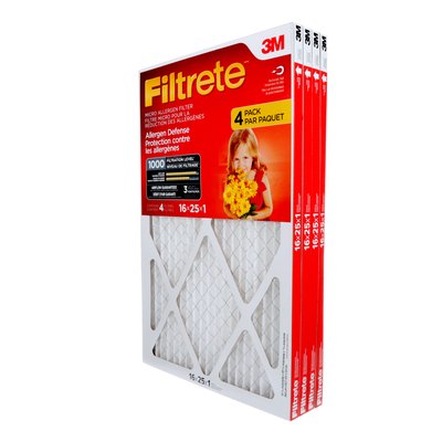 Filtrete Allergen Defense Micro Allergen Filter, MPR 1000, 16 in x 25 in x 1 in, 4 per pack