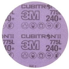 3M™ Cubitron™ II Hookit™ Filmrondell 775L, 240+, 125mm, 0 hål, 250 st/krt