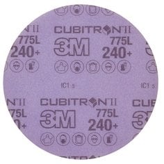 3M™ Cubitron™ II Hookit™ Filmrondell 775L, 240+, 150mm, 0 hål, 250 st/krt