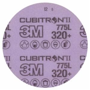 3M™ Cubitron II Hookit Film Disc 775L, 320+ 3MIL, 3 in x NH, Die 300V, 50/Carton, 250 ea/Caseimage