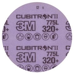 3M™ Cubitron™ II Hookit™ Filmrondell 775L, 320+, 125mm, 0 hål, 250 st/krt