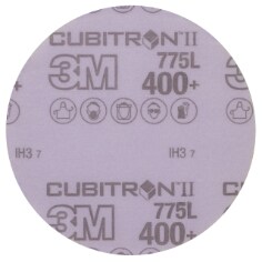 3M™ Cubitron™ II Hookit™ Filmrondel 775L, 400+, 125mm, 0-huller, 250 stk/krt