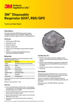 3M Disposable Respirator 8247 Technical Data Sheet