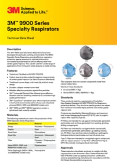 3M™ 9900 Series Specialty Respirators Technical Data Sheet