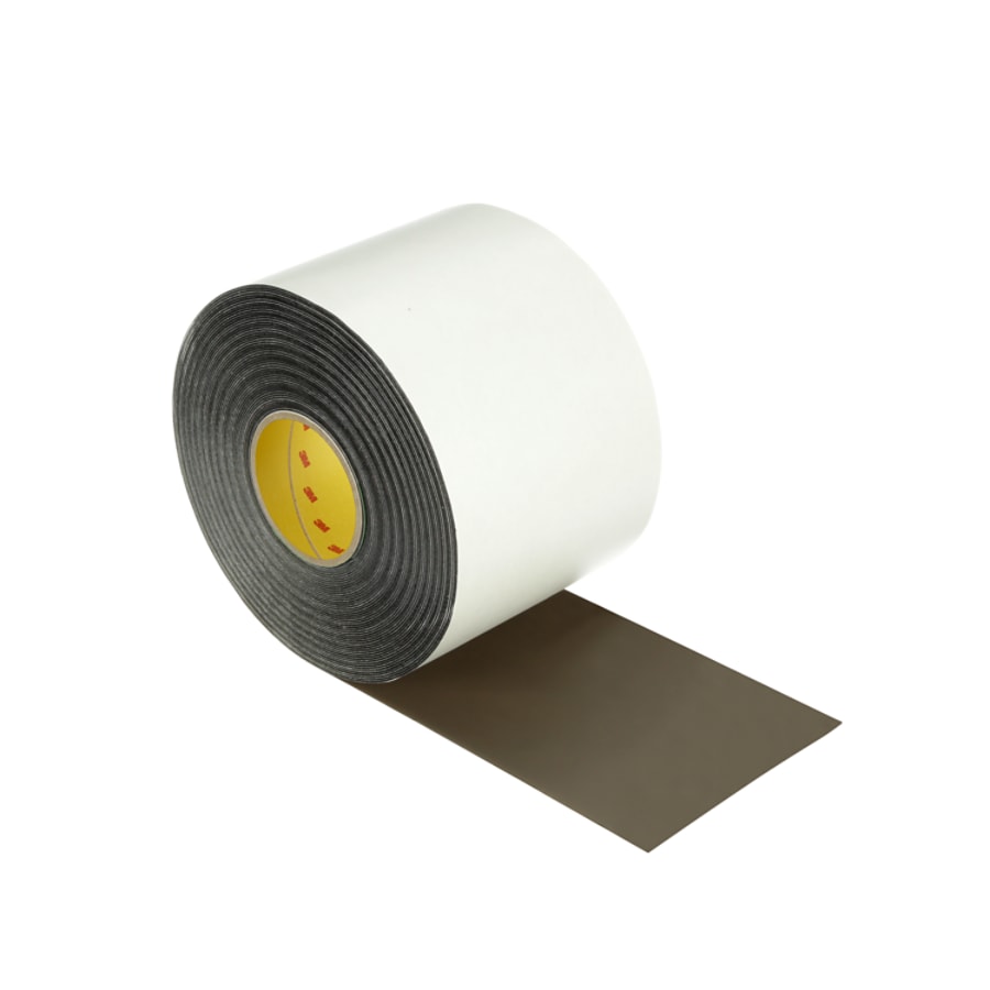 A thick roll of 3M Ultra Conformable Flashing Tape 3015UC showing its dark adhesive side and white core.