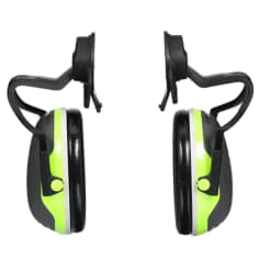 A 3M PELTOR X Series Earmuff, X4P51E, full brim hard hat attached electrically insulated