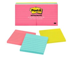 Post-it® Notes, 3 in x 3 in, Cape Town Collection, Lined, 6 Pads/Pack