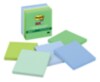 Post-it® Recycled Super Sticky Notes, 3 in x 3 in, Bora Bora Collection, 5 Pads/Pack, 90 Sheets/Pad