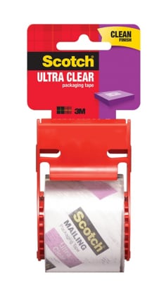 Scotch® Ultra Clear Packaging Tape, Clean Finish