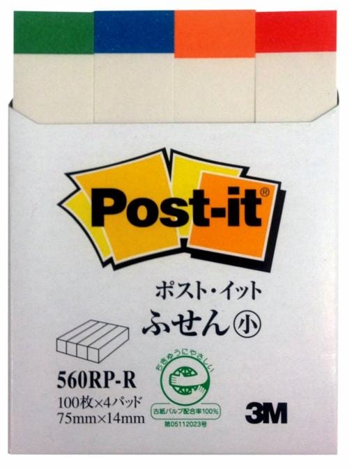 Post-it® Recycled Page Markers 560RP-R, 75mm×14mm, Small, Standard Color