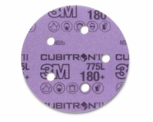 3M™ Cubitron II Stikit Film Disc 775L, 180+ 3MIL, 5 in x NH, 5HL, Linered w/Tab, Die 500FH, 50/Carton, 250 ea/Caseimage