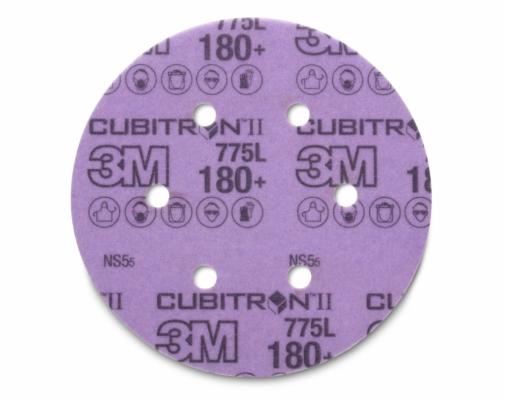 3M™ Cubitron™ II Stikit™ Film D/F Disc 775L, 6 in x NH, 6 Holes, 3 MIL Linered, 180+