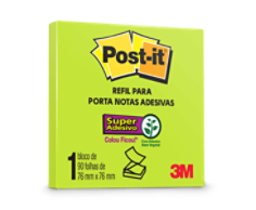 Post-it®Super Adhesive Notes Refil Verde Neon 76 mm x 76 mm - 90 folhas