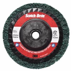 Scotch-Brite Clean and Strip XT Pro Extra Cut Disc, XC-DC, A/O Extra Coarse, Green, 5 in x 5/8 in-11, Type 27, 10 ea/Case image Scotch-Brite Clean and Strip XT Pro Extra Cut Disc, XC-DC, A/O Extra Coarse, Green, 5 in x 5/8 in-11, Type 27, 10 ea/Caseimage