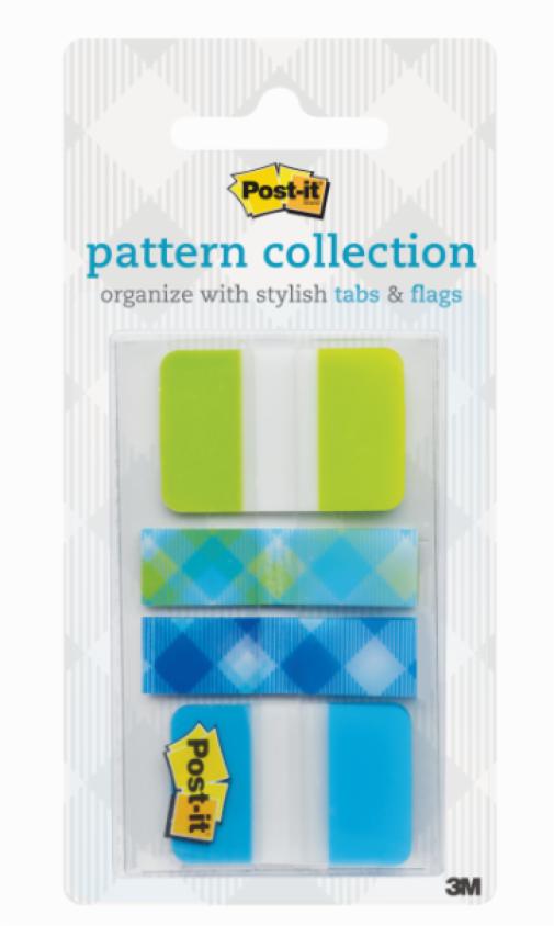 Post-it® Tags (Lima & Aqua Blue) 22 sheets and Post-it® Flags 2-pattern 40 sheets , 686-LA-PLAID