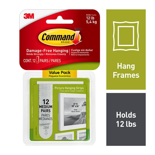 3M Command White Foam 12 pk Picture Hanging Strips