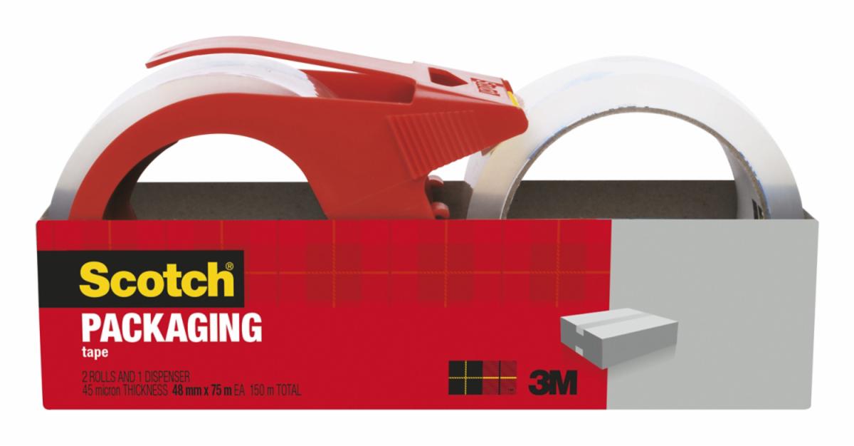 Scotch® Packaging Tape 3350RD2AU, 48 mm x 75 m, 2 Pack 3M