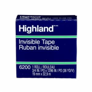 Highland Invisible Tape 6200, 3/4 in x 1296 in Boxed image Highland Invisible Tape 6200, 3/4 in x 1296 in Boxedimage