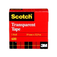 Scotch® Transparent Tape, 600-18-6BXD, 3/4 in x 36 yd (19 mm x