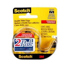 Scotch® Double Sided Tape, 2136-C, transparent, 0.5 in x 6.9 yd (1.3 cm x 6.3 m), 2 per pack
