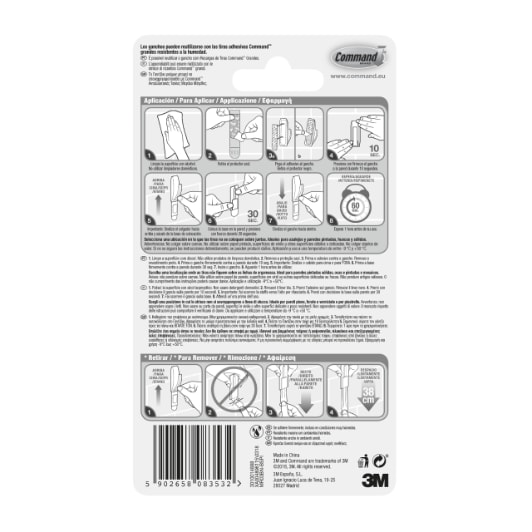 Command™ Gancho metálico de níquel satinado con reflejos modernos para baño grande MR03-SN-B