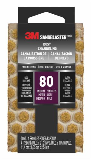 3M™ SandBlaster DUST CHANNELING Sanding Sponge, 20908-80-UFS ,80 grit, 4 1/2 in x 2 1/2 x 1 in, 10/caseimage