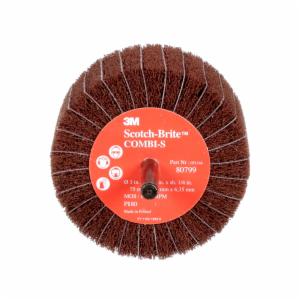 Scotch-Brite Combi-S Wheel 80678, 3 in x 1-3/4 in 1/4 in Shank P120 X-weight, 10 ea/Caseimage