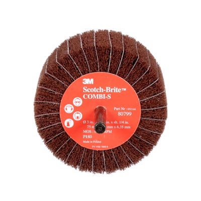 Scotch-Brite™ Combi-S Wheel 80678, 3 in x 1-3/4 in 1/4 in Shank P120 X-weight, 10 ea/Case