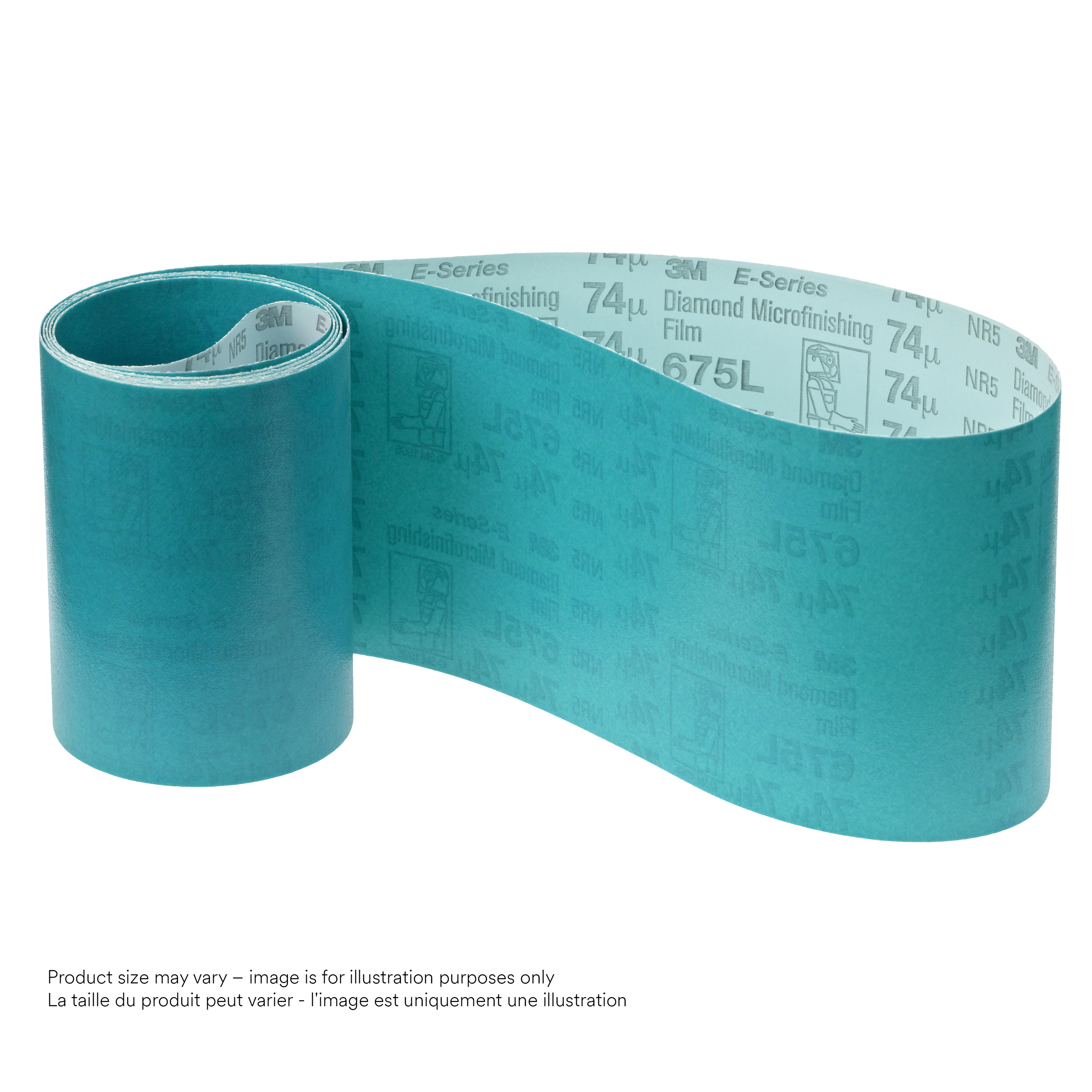 3M Diamond Microfinishing Film Belt 675L, 74 Mic 6MIL, Teal, 1 in x 64 in
