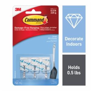 Command Small Clear Wire Hooks with Clear Strips 17067CLR-ES-D, 3 Small Wire Hooks, 4 Clear Strips/Pack image Command Small Clear Wire Hooks with Clear Strips 17067CLR-ES-D, 3 Small Wire Hooks, 4 Clear Strips/Packimage
