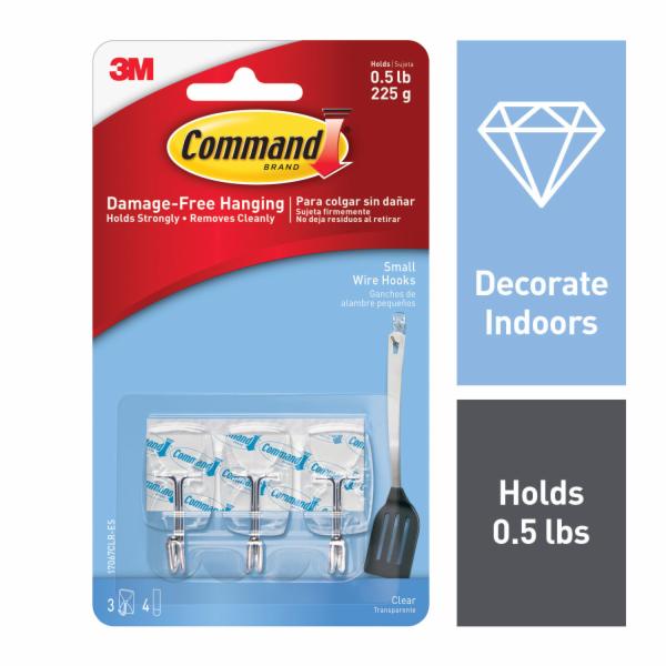 Command Small Clear Wire Hooks with Clear Strips 17067CLR-ES-D
