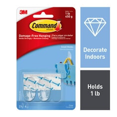 3M COMMAND Clear Hook Large Medium Small Hanging With Clear Strips