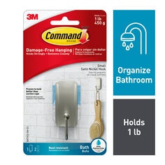 Command™ Double Hook 17036BN-VPEF, Brushed Nickel, Assorted Sizes