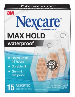 Nexcare Max Hold Waterproof Bandages MHW-15, Assorted 15ct image Nexcare Max Hold Waterproof Bandages MHW-15, Assorted 15ctimage