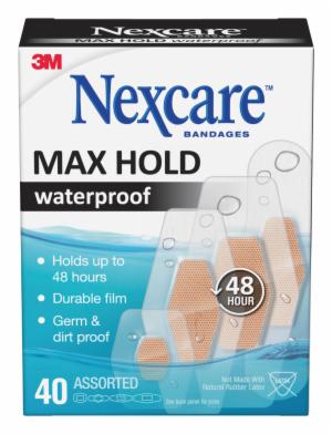 Nexcare Max Hold Waterproof Bandages MHW-40-NI, Assorted, 40 ct, Value Pack image Nexcare Max Hold Waterproof Bandages MHW-40-NI, Assorted, 40 ct, Value Packimage