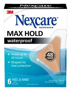 Max Hold Waterproof Bandages, 6 ct Heel and Hand Size