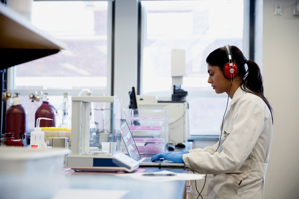 female scientist working