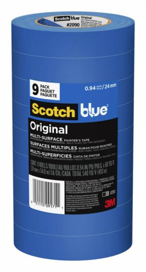 ScotchBlue Original Painter’s Tape 2090-24AP9, 0.94 in x 60 yd (24mm x 54,8m), 9 rolls/packimage