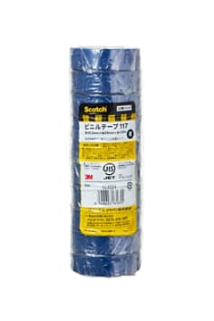 スコッチ® 電気絶縁用ビニールテープ 117(青色, 19mm x 10m, 10巻パック)