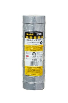 スコッチ® 電気絶縁用ビニールテープ 117(灰色, 19mm x 10m, 10巻パック)