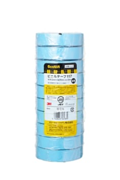 スコッチ® 電気絶縁用ビニールテープ 117（水色, 19mm x 20m, 10巻パック）